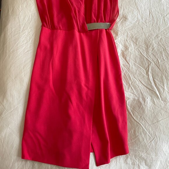 Brand New Red Sleeveless V-Neck Wrap Belted Dress – Elegant & Flattering Fit - Picture 3 of 6